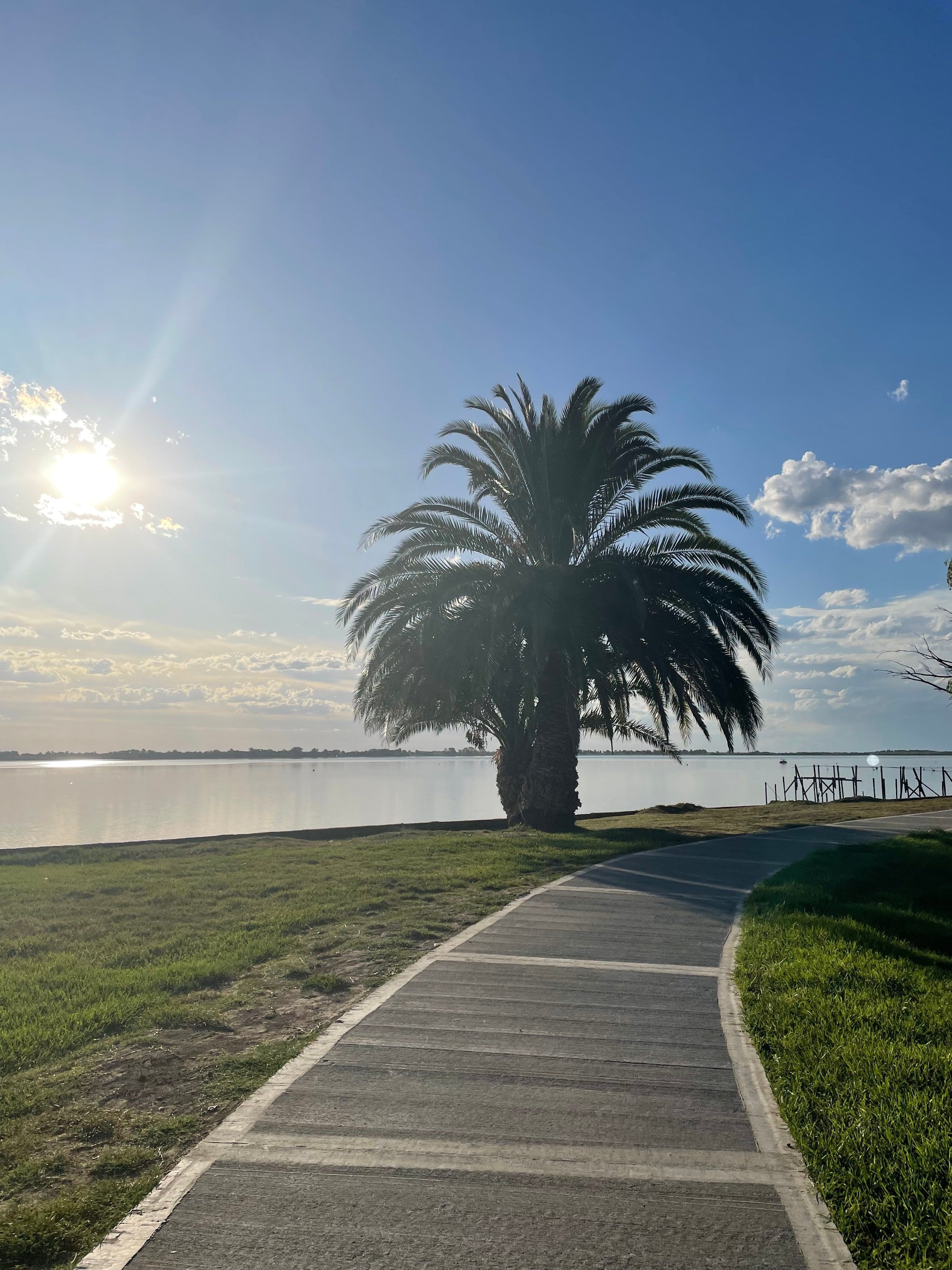 La costanera de la laguna con su bicisenda