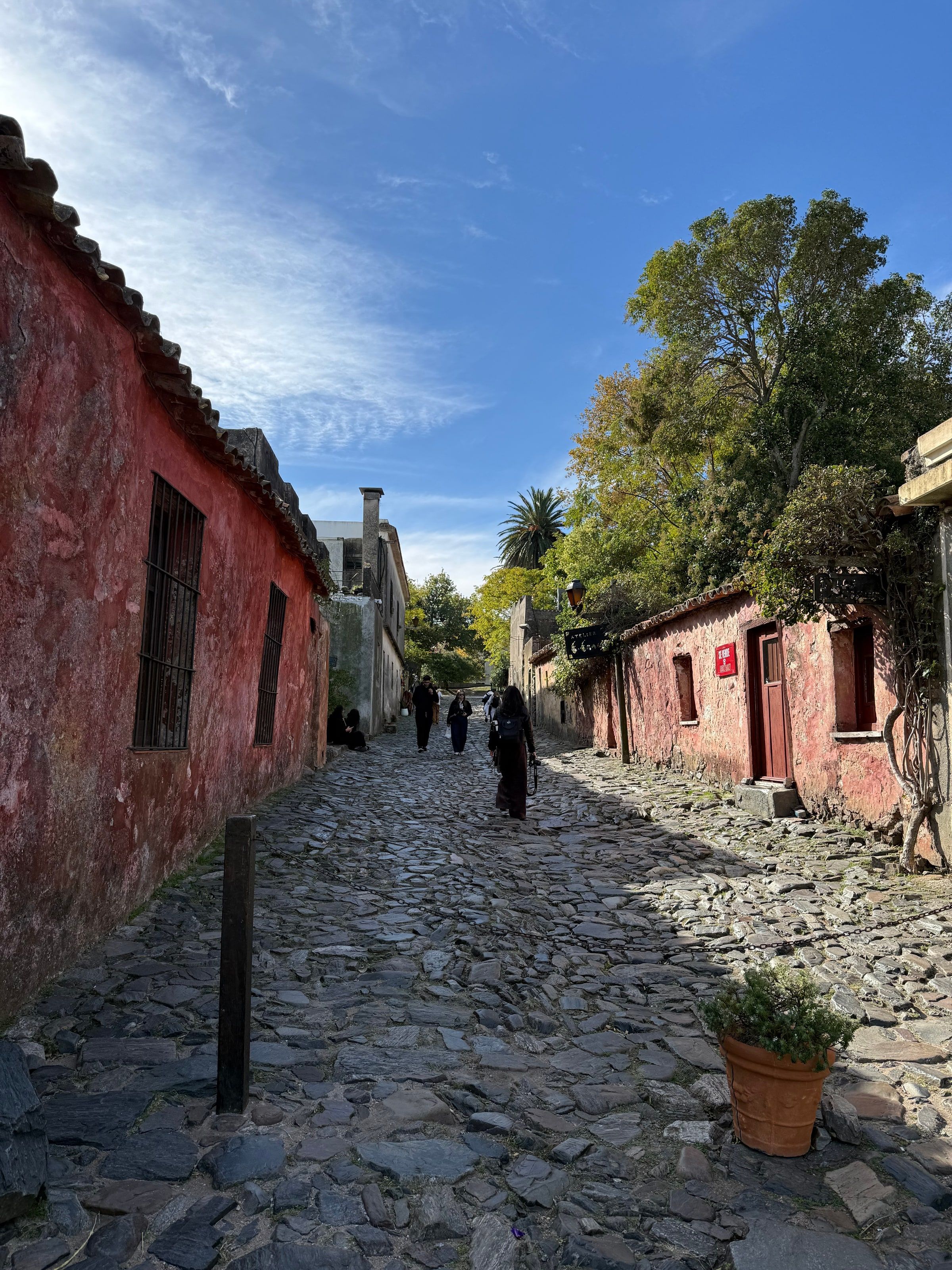 Una calle empedrada del casco histórico, con casas bajas