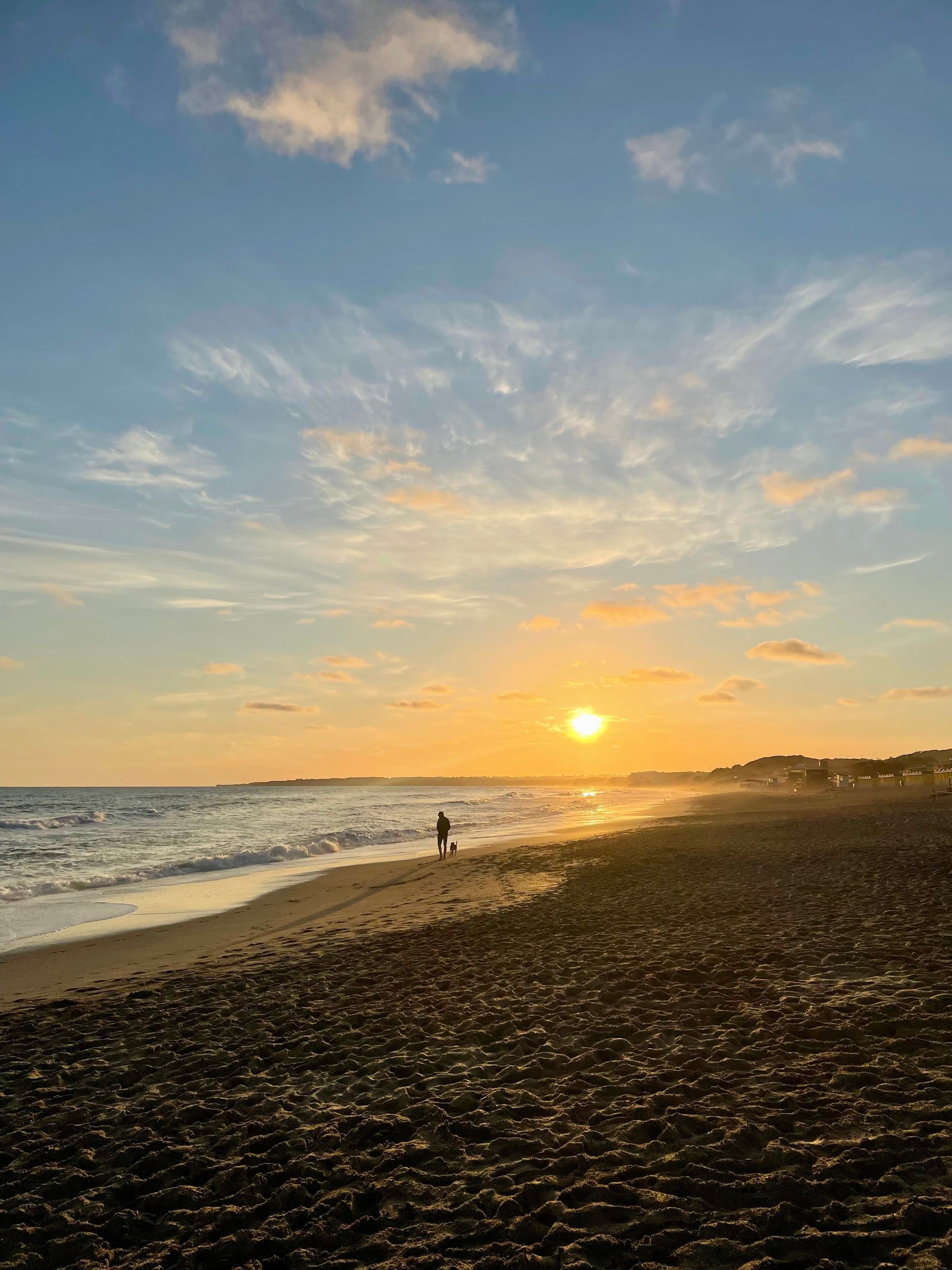 El atardecer sobre la playa