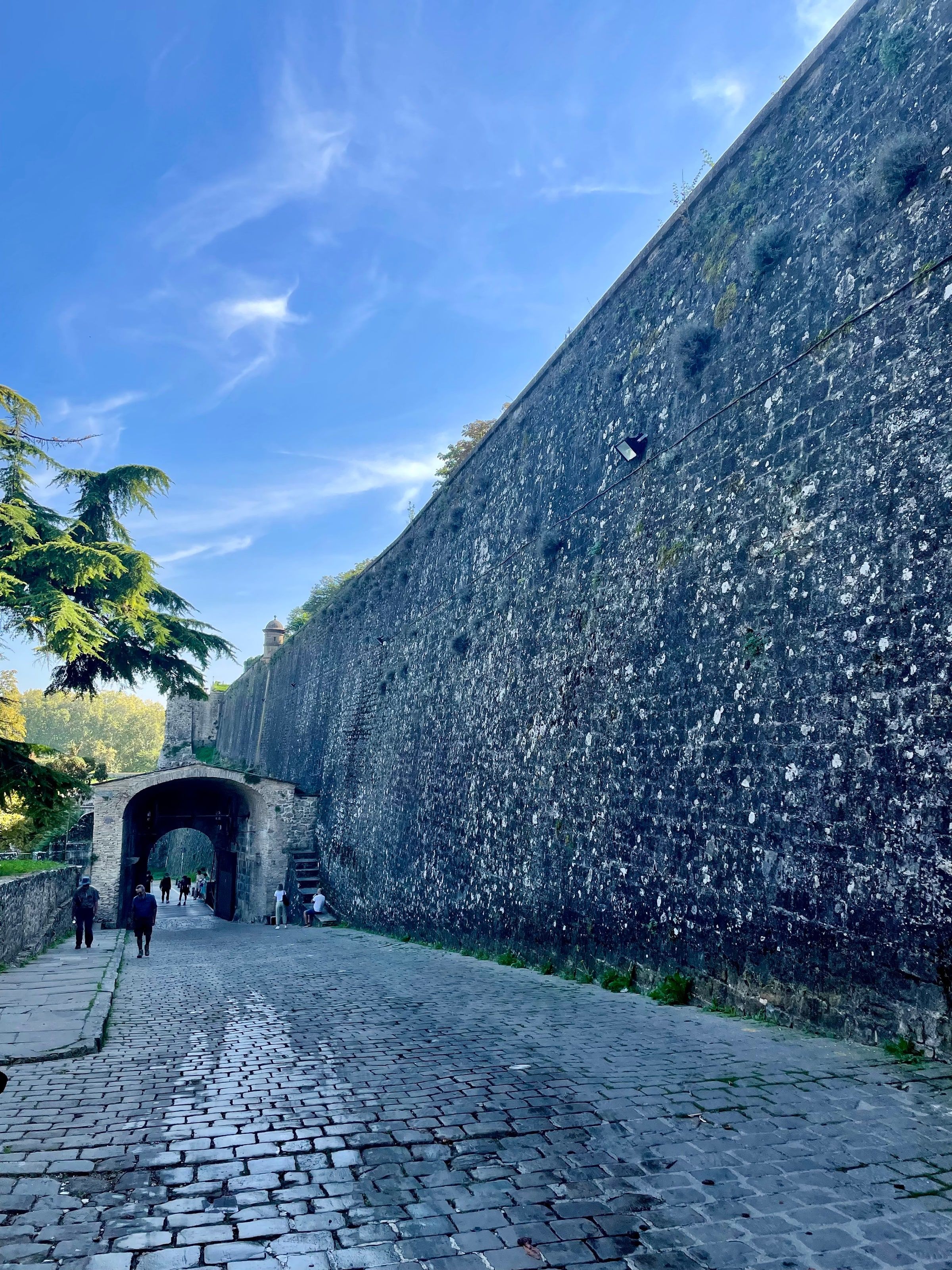 Las murallas de piedra y uno de sus portales